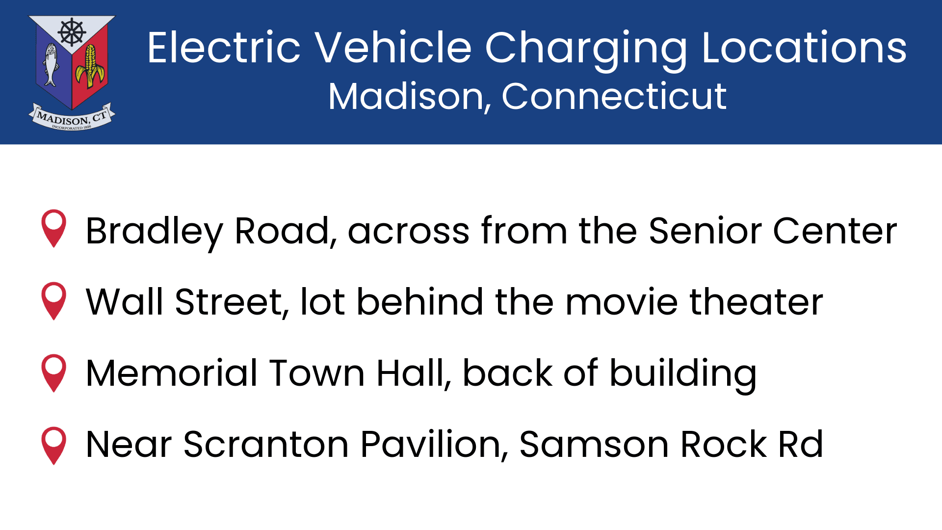 Ev charger location list of addresses  as of July 2024